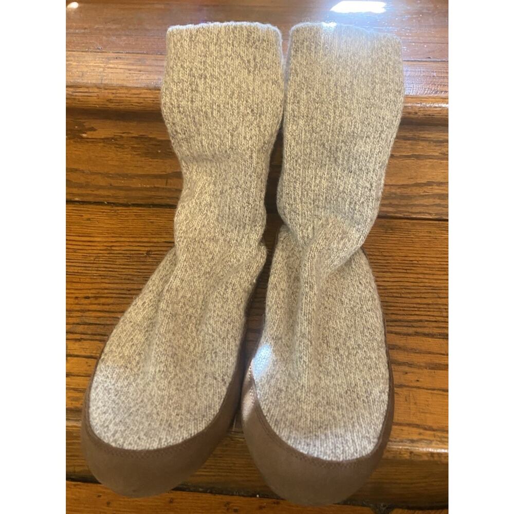 ACORN ORIGINAL Men’s Slipper Sock Ragg Wool Leather 10.5-11.5 Beige
